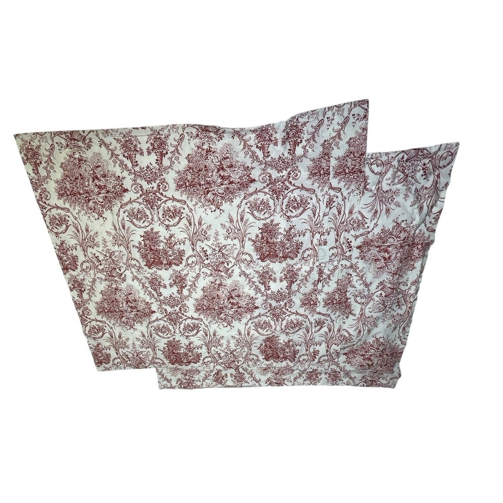 2 Nancy Koltes Fine Linens Standard Pillow Sham Red White Toile Italy Floral Lux